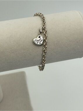 Sterling Silver I Love You Charm Bracelet 8" Stamped 925 BSD Vintage